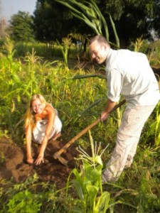 Shawn and I plant my tree.