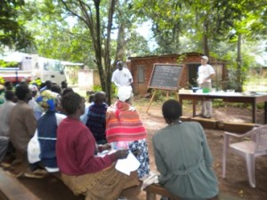 Instructor Alexander Shawn teaches the people to make soap.